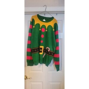 Ugly Christmas Sweater  Elf Sweater XL Santa's Helper Holiday Party MENS